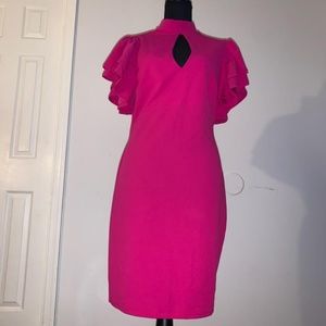 Pink ruffled sleeve dress